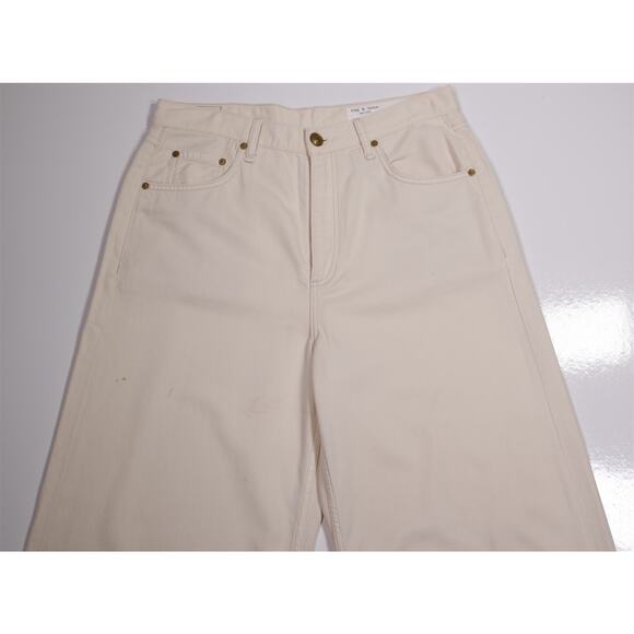 rag & bone Mens Featherweight Sofie Ultra Wide Leg High Rise Cream Jeans 31 - Picture 1 of 7